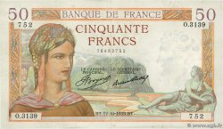 50 Francs CÉRÈS FRANKREICH  1935 F.17.18 VZ