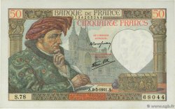 50 Francs JACQUES CŒUR FRANCE  1941 F.19.10 AU