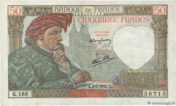 50 Francs JACQUES CŒUR FRANCE  1942 F.19.19 TTB