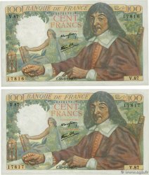 100 Francs DESCARTES Consécutifs FRANCE  1944 F.27.05 pr.NEUF