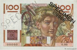 100 Francs JEUNE PAYSAN Spécimen FRANCIA  1945 F.28.01Spn SC+