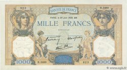 1000 Francs CÉRÈS ET MERCURE type modifié FRANKREICH  1938 F.38.21 fVZ