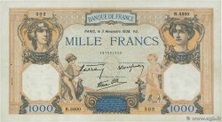 1000 Francs CÉRÈS ET MERCURE type modifié FRANKREICH  1938 F.38.32 fVZ