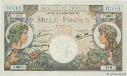 1000 Francs COMMERCE ET INDUSTRIE FRANCIA  1944 F.39.10 FDC