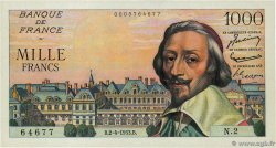 1000 Francs RICHELIEU FRANKREICH  1953 F.42.01 fST