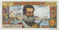 5000 Francs HENRI IV FRANKREICH  1958 F.49.06 VZ+