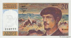 20 Francs DEBUSSY FRANKREICH  1980 F.66.01W2 fST+