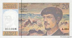 20 Francs DEBUSSY à fil de sécurité FRANCE  1991 F.66bis.02A34 NEUF