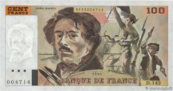 100 Francs DELACROIX imprimé en continu FRANCIA  1990 F.69bis.01bD FDC