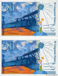 50 Francs SAINT-EXUPÉRY modifié Consécutifs FRANCIA  1994 F.73.01b FDC