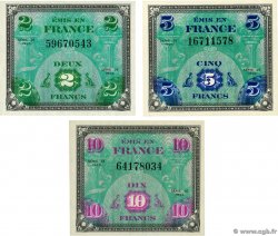 2 à 10 Francs DRAPEAU Lot FRANCE  1944 VF.16/17/18.01 UNC