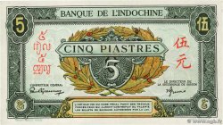 5 Piastres vert / gris vert INDOCINA FRANCESE  1943 P.062a AU