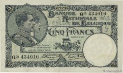 5 Francs BELGIEN  1923 P.093 fVZ