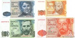 200, 500, 1000 et 2000 Pesetas Lot SPAIN  1979 P.156, P.157, P.158 et P.159
 UNC-