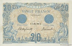 20 Francs BLEU FRANKREICH  1906 F.10.01 SS