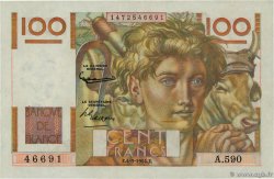 100 Francs JEUNE PAYSAN filigrane inversé FRANCIA  1954 F.28bis.05 MBC+