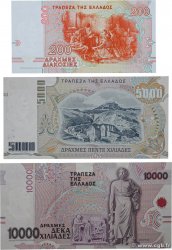 200, 5000 et 10000 Drachmes Lot GREECE  1995 P.204a, P.205a, P.206a AU+