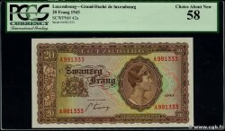 20 Frang LUXEMBOURG  1943 P.42a SPL