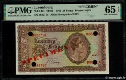 20 Frang Spécimen LUXEMBOURG  1943 P.42s UNC