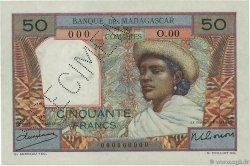 50 Francs Spécimen MADAGASCAR  1950 P.045as q.FDC