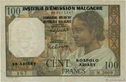 100 Francs - 20 Ariary MADAGASCAR  1961 P.052 VF