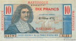 10 Francs Colbert MARTINIQUE  1946 P.28 q.FDC