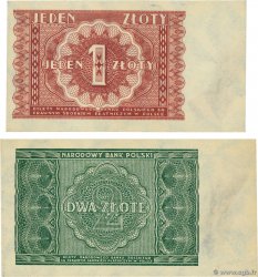 1 Zloty et 2 Zlote Lot POLOGNE  1946 P.123 et P.124 pr.NEUF