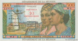 10 NF sur 500 Francs Pointe à Pitre ÎLE DE LA RÉUNION  1967 P.54b pr.NEUF