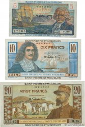 5 Francs Bougainville, 10 Francs Colbert et 20 Francs Émile Gentil Lot SAINT-PIERRE UND MIQUELON  1946 P.22, P.23 et P.24 fST