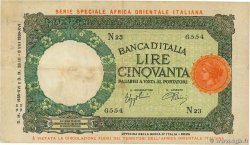 50 Lire ITALIAN EAST AFRICA  1938 P.01a F+