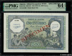 500 Francs Spécimen ARGELIA  1943 P.093s