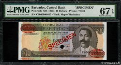 10 Dollars Spécimen BARBADOS  1973 P.33s