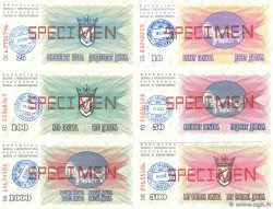 10 au 1000 Dinara Spécimen BOSNIE HERZÉGOVINE  1992 P.010s au P.15s pr.NEUF