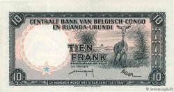 10 Francs CONGO BELGA  1958 P.30b AU