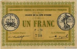 1 Franc IVORY COAST  1917 P.02b AU