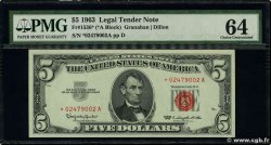 5 Dollars Remplacement UNITED STATES OF AMERICA  1963 P.383* UNC-