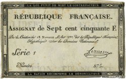 750 Francs Petit numéro FRANCE  1795 Ass.49a TB