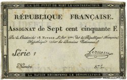 750 Francs Petit numéro FRANKREICH  1795 Ass.49a S