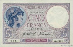 5 Francs FEMME CASQUÉE FRANCE  1919 F.03.03 XF-