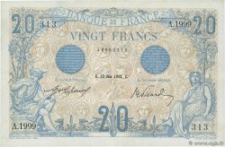20 Francs BLEU Numéro spécial FRANKREICH  1912 F.10.02 fVZ