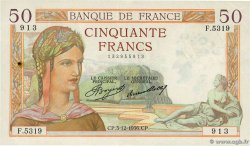 50 Francs CÉRÈS FRANCIA  1936 F.17.32 q.SPL