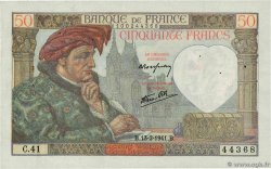 50 Francs JACQUES CŒUR FRANCE  1941 F.19.06 TTB+