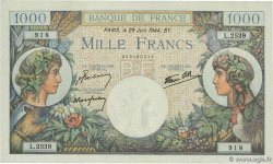 1000 Francs COMMERCE ET INDUSTRIE FRANCIA  1944 F.39.09 q.FDC