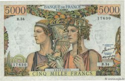 5000 Francs TERRE ET MER FRANCE  1949 F.48.02 AU