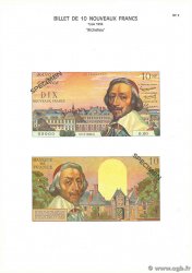 10 Nouveaux Francs RICHELIEU Planche FRANCIA  1975 F.57pl FDC