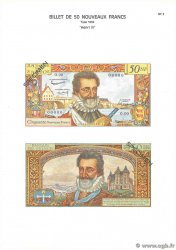 50 Nouveaux Francs HENRI IV Planche FRANCIA  1975 F.58pl FDC