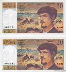 20 Francs DEBUSSY Petit numéro FRANCE  1989 F.66.01A1 UNC-