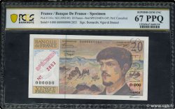 20 Francs DEBUSSY à fil de sécurité Spécimen FRANCE  1993 F.66bis.05Spn UNC