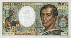 200 Francs MONTESQUIEU Petit numéro FRANCE  1981 F.70.01A1 UNC-