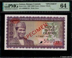5000 Francs Spécimen GUINEA  1960 P.15As fST+